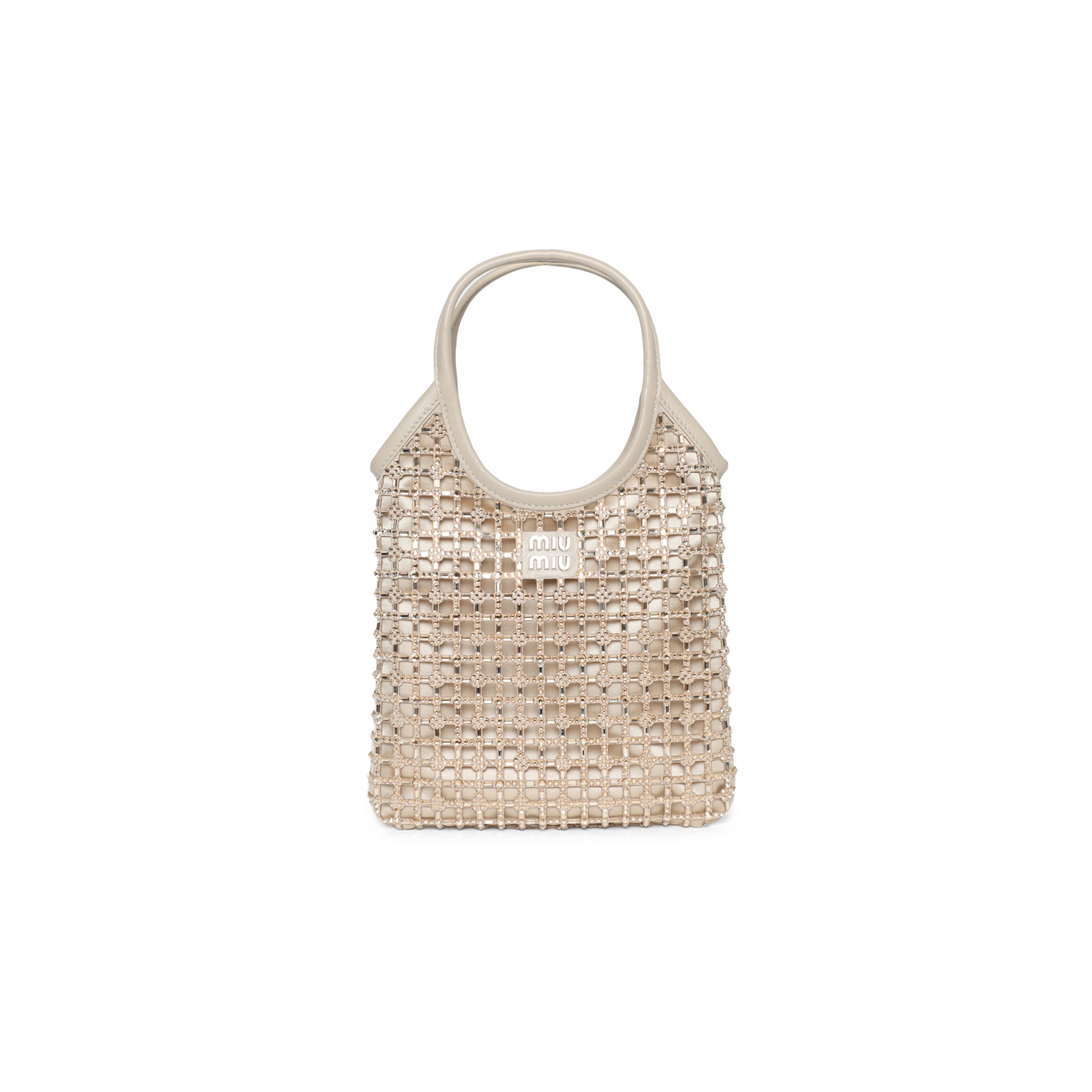 MIU MIU IVY SATIN HANDBAG WITH SYNTHETIC CRYSTALS 5BA281 (24*20cm)
